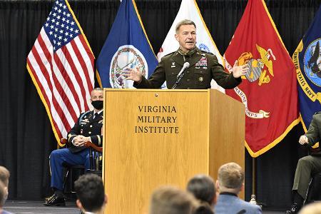 Gen. James C. McConville 0th chief of staff of the U.S. Army, addressed faculty, staff, and the Corps of Cadets of Virginia Military Institute in Cameron Hall on Wednesday, Sept. 30.
